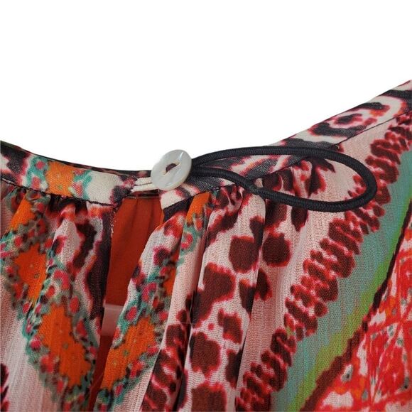 Ramy Brook Halter High Neck Sleeveless Smocked Drop Waist Dress Multicolor Mini - Picture 6 of 6